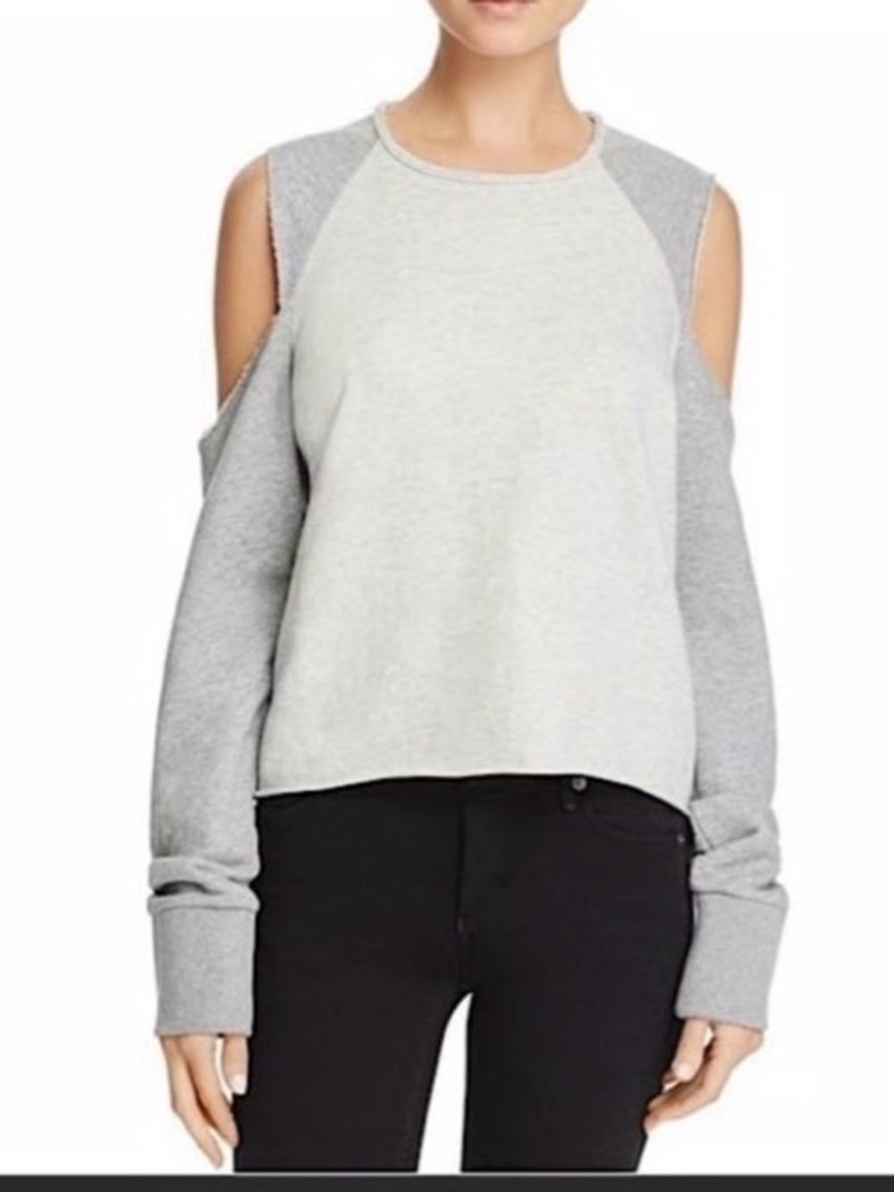rag & bone Two-Tone Gray Crewneck Sweatshirt